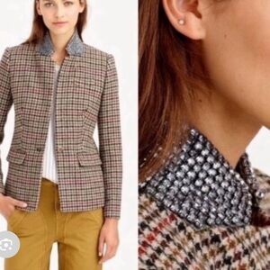 J. Crew Houndstooth Blazer with Embellished Collar Sz. 4